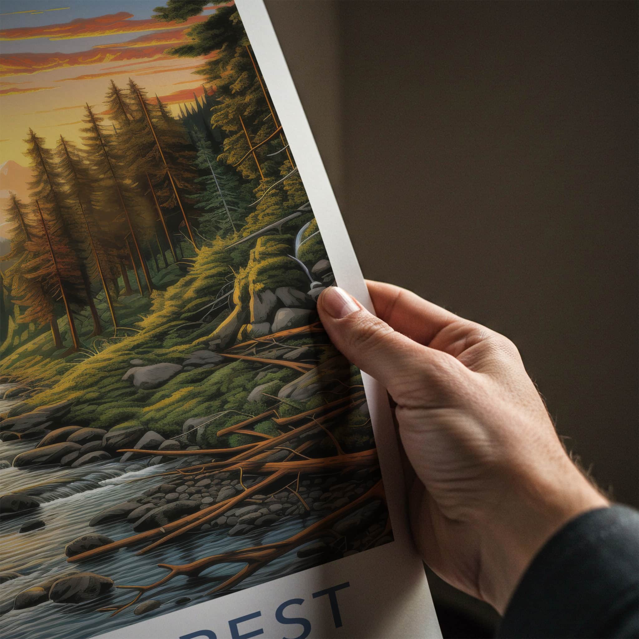 BLACK FOREST Poster - GERMANY Travel Art - Golden Sunset Stream Home Decor