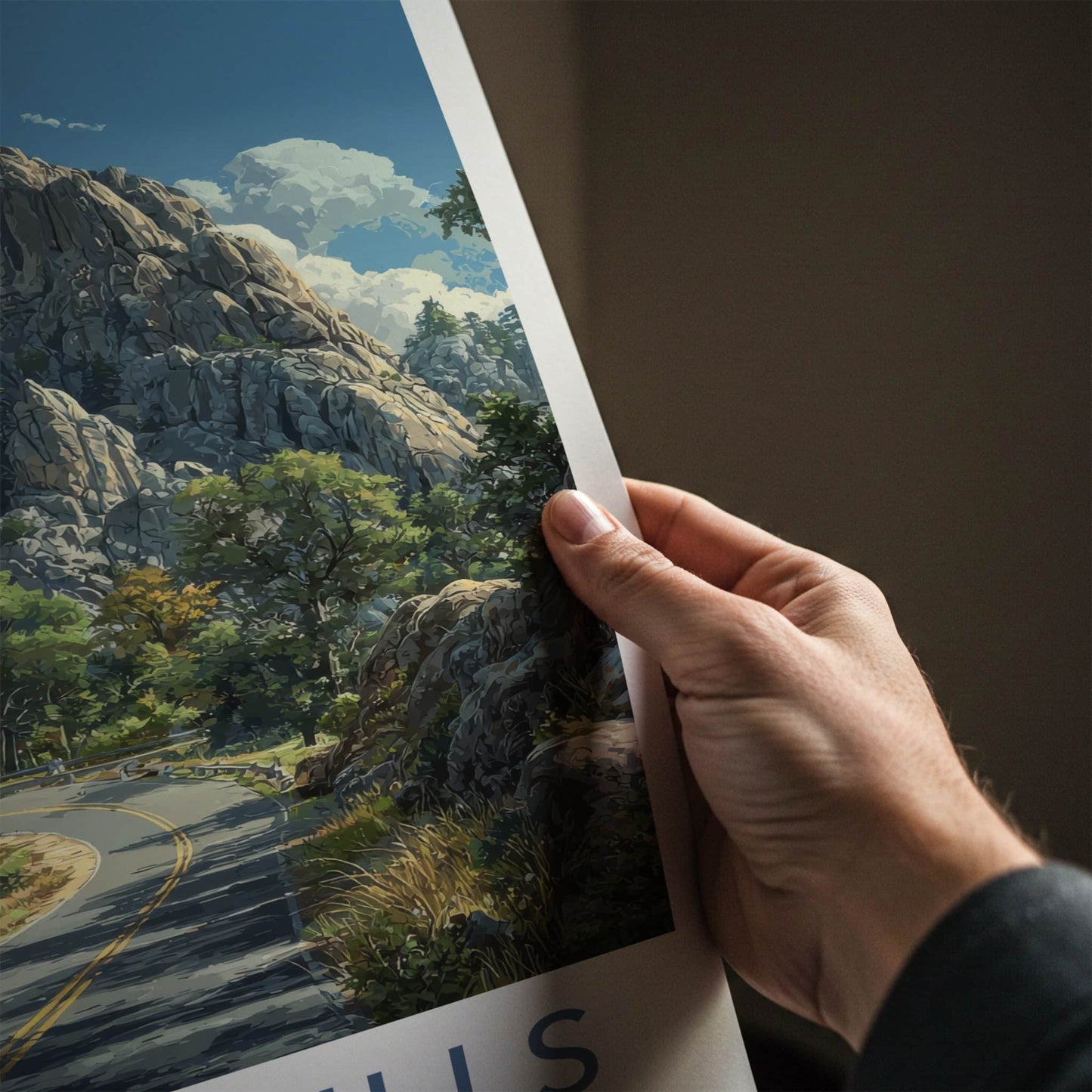 Black Hills Poster - South Dakota Travel Art - Forest Road Rocks Home Decor