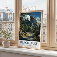 Black Hills Poster - South Dakota Travel Art - Forest Road Rocks Home Decor