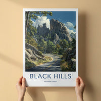 Black Hills Poster - South Dakota Travel Art - Forest Road Rocks Home Decor