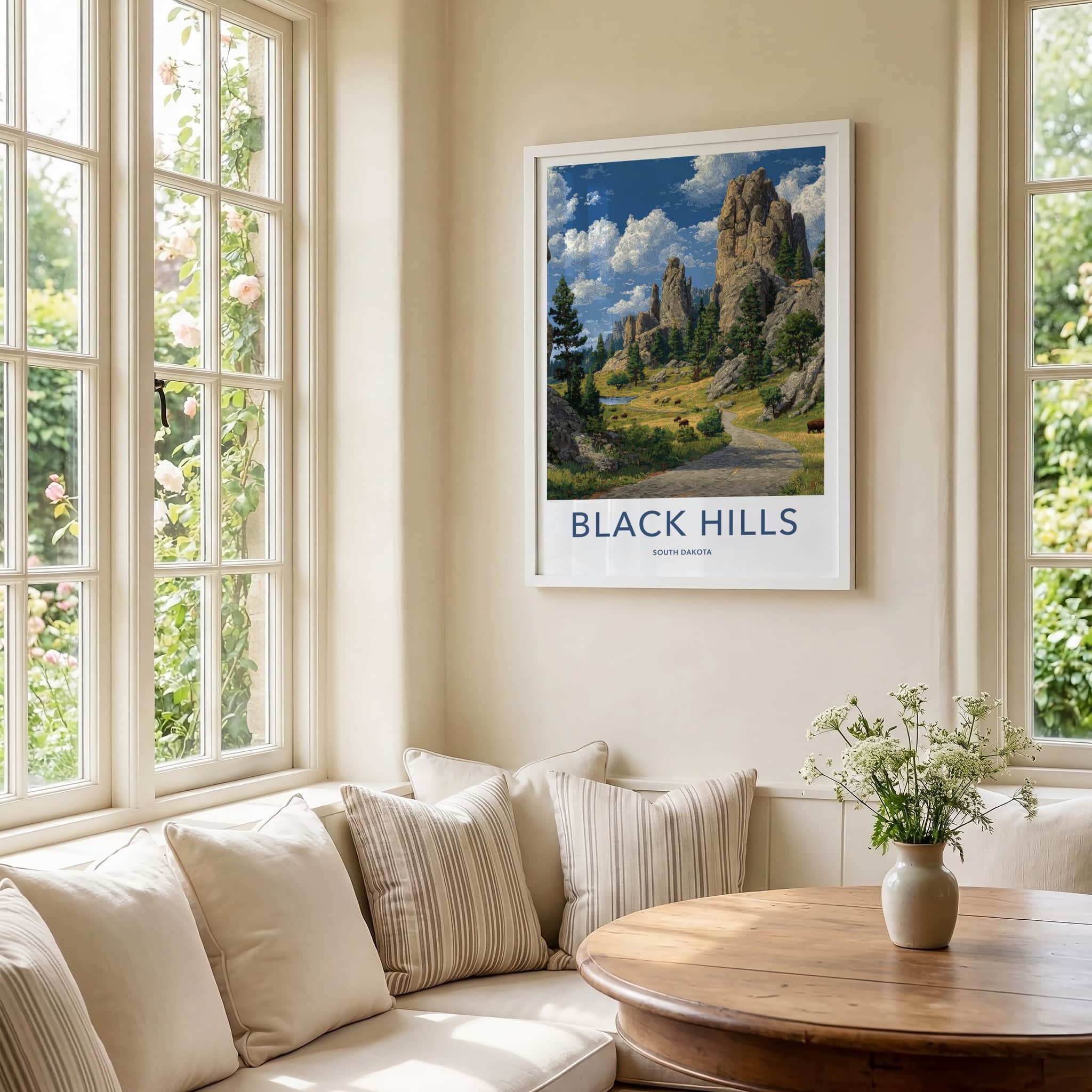 Black Hills Poster - South Dakota Travel Art - Rocky Spires Bison Home Decor
