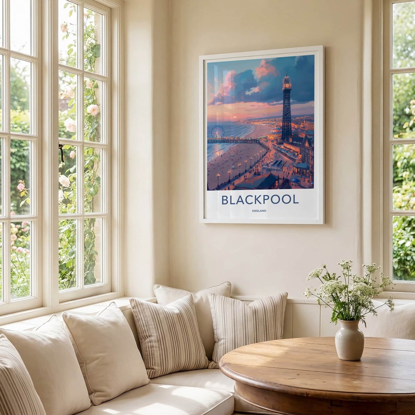 Blackpool Poster - England Art Print - Pier Tower Sunset Wall Decor