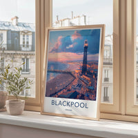 Blackpool Poster - England Art Print - Pier Tower Sunset Wall Decor