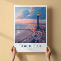Blackpool Poster - England Art Print - Pier Tower Sunset Wall Decor