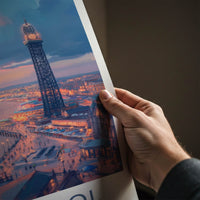 Blackpool Poster - England Art Print - Pier Tower Sunset Wall Decor