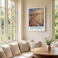 Blackpool Poster - England Travel Art - Beach Promenade Sunset Wall Decor