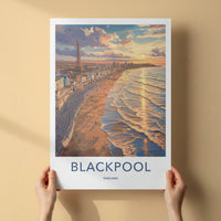 Blackpool Poster - England Travel Art - Beach Promenade Sunset Wall Decor