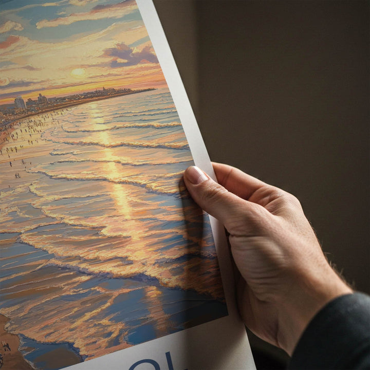 Blackpool Poster - England Travel Art - Beach Promenade Sunset Wall Decor