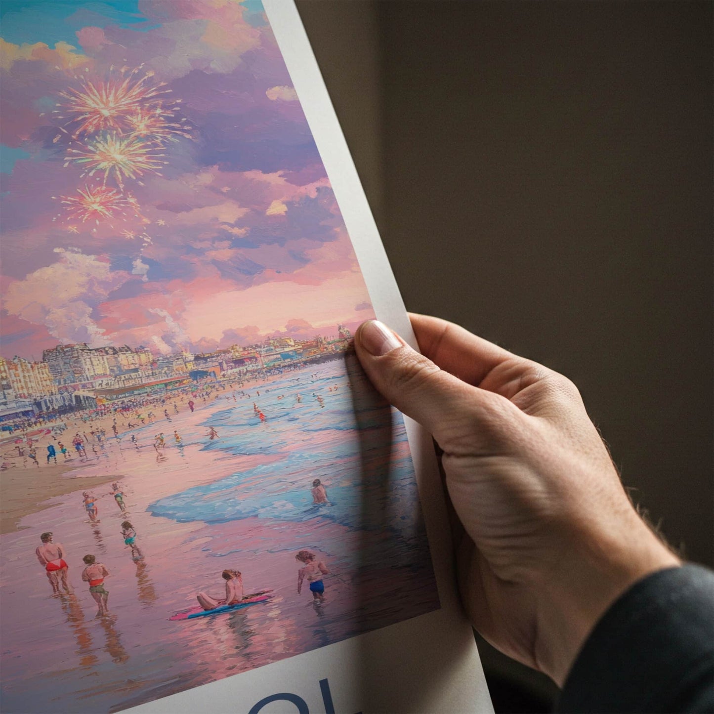 Blackpool Poster - England Travel Art - Beach Tower Fireworks Home Decor