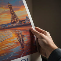 Blackpool Poster - England Travel Art - Beach Tower Reflections Home Decor