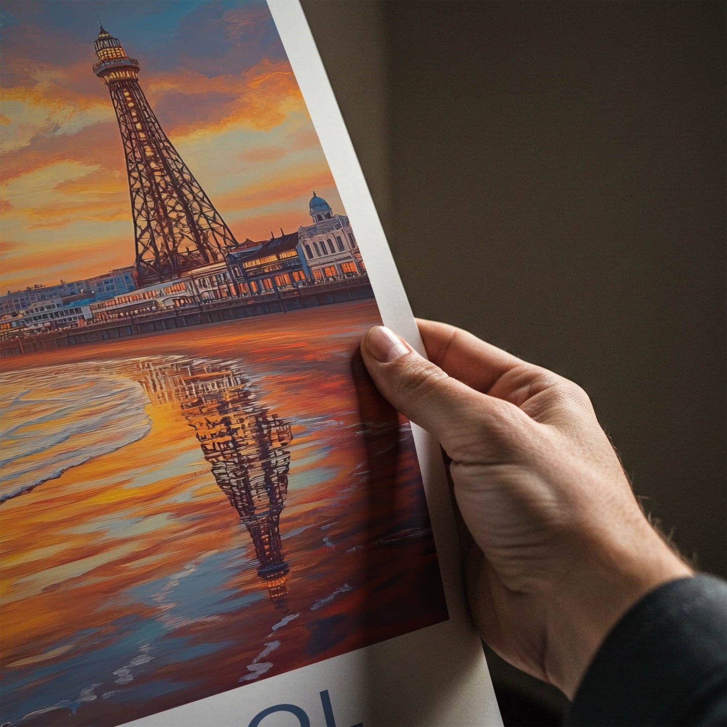 Blackpool Poster - England Travel Art - Beach Tower Reflections Home Decor