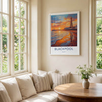 Blackpool Poster - England Travel Art - Beach Tower Reflections Home Decor