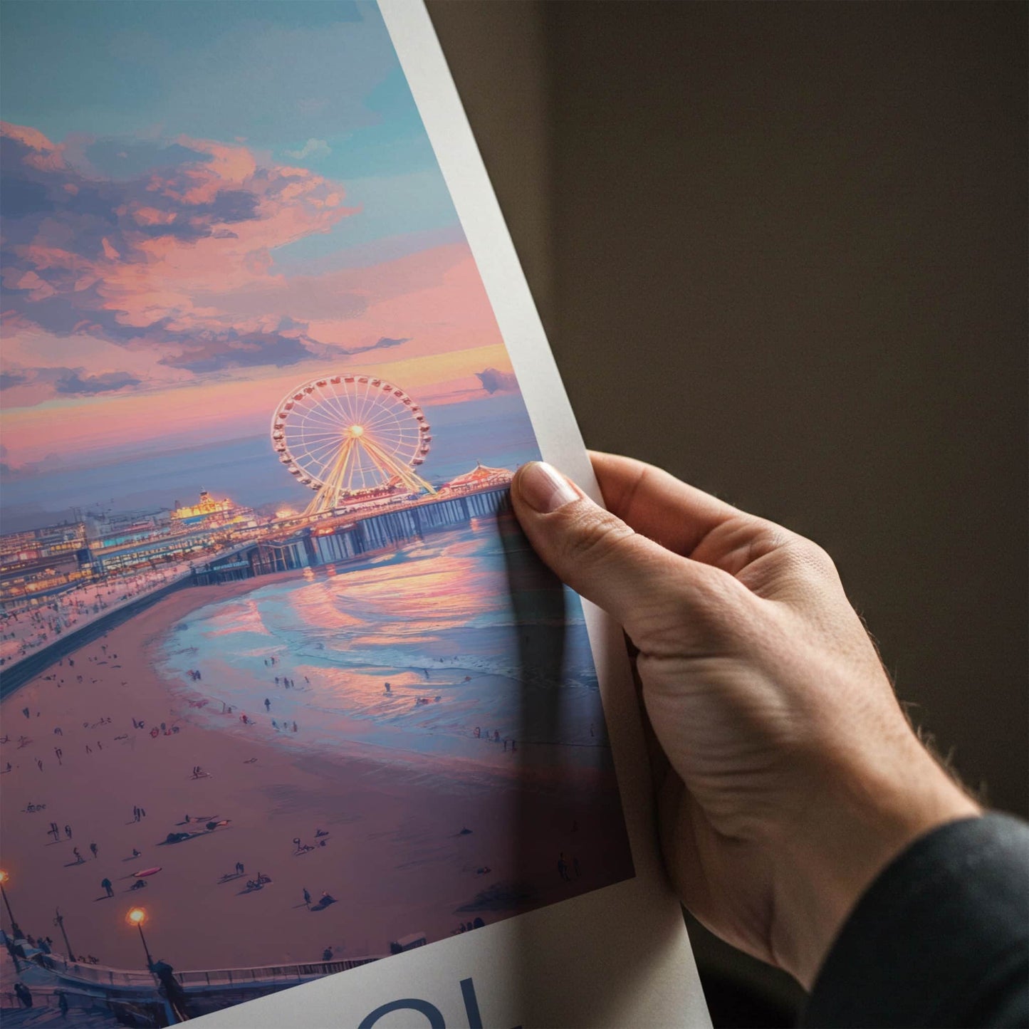 Blackpool Poster - England Travel Art - Coastal City Evening Home Decor