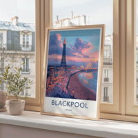 Blackpool Poster - England Travel Art - Coastal City Evening Home Decor