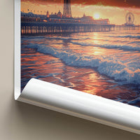 Blackpool Poster - England Travel Art - Coastal Pier Sunset Home Decor