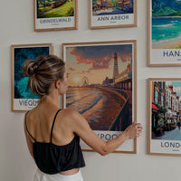 Blackpool Poster - England Travel Art - Golden Hour Boardwalk Home Decor