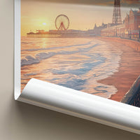 Blackpool Poster - England Travel Art - Golden Hour Promenade Home Decor