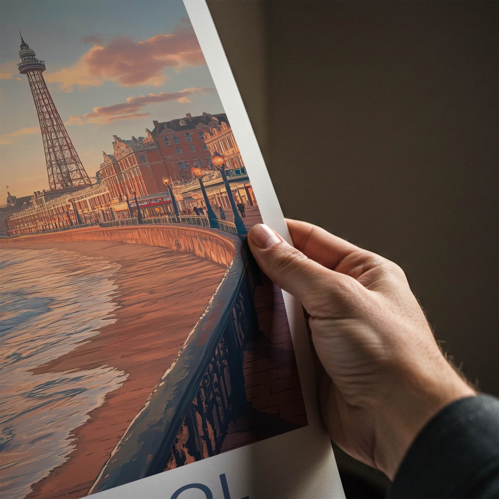 Blackpool Poster - England Travel Art - Golden Hour Promenade Home Decor