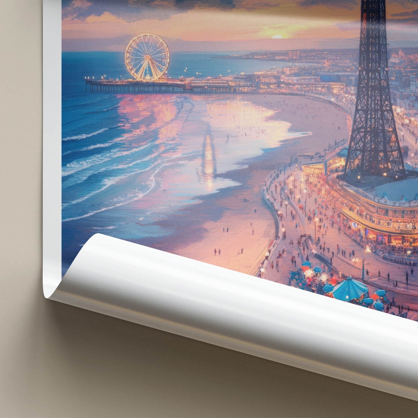 Blackpool Poster - England Travel Art - Iconic Pier Sunset Home Decor