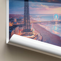 Blackpool Poster - England Travel Art - Illuminated Tower Pier Home Decor