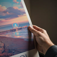 Blackpool Poster - England Travel Art - Illuminated Tower Pier Home Decor