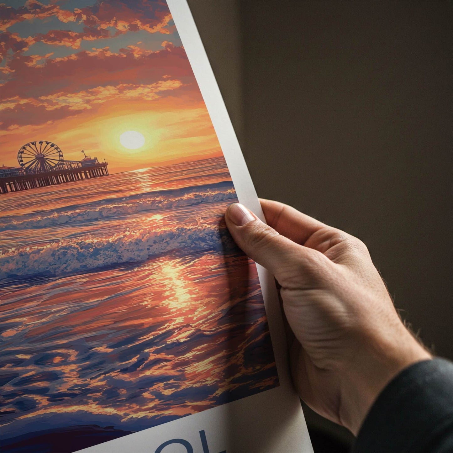 Blackpool Poster - England Travel Art - Orange Sky Waves Home Decor
