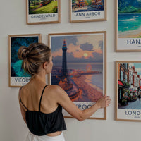 Blackpool Poster - England Travel Art - Pier Sunset Beach Home Decor