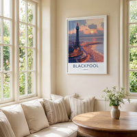 Blackpool Poster - England Travel Art - Pier Sunset Beach Home Decor