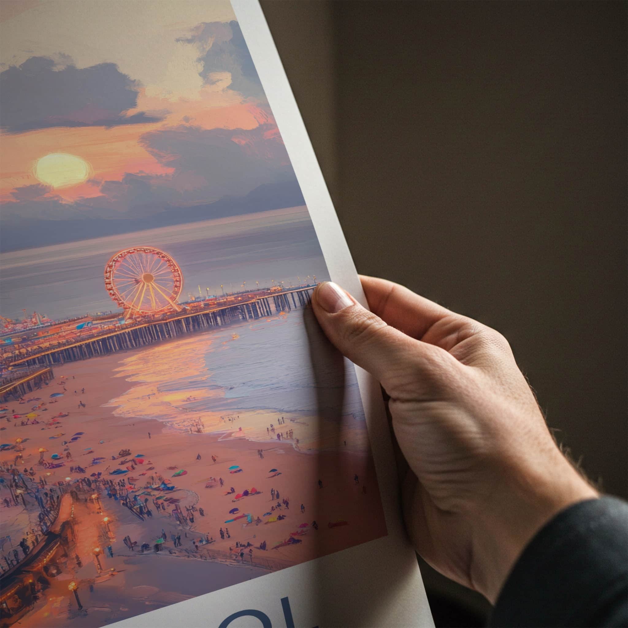 Blackpool Poster - England Travel Art - Pier Sunset Beach Home Decor