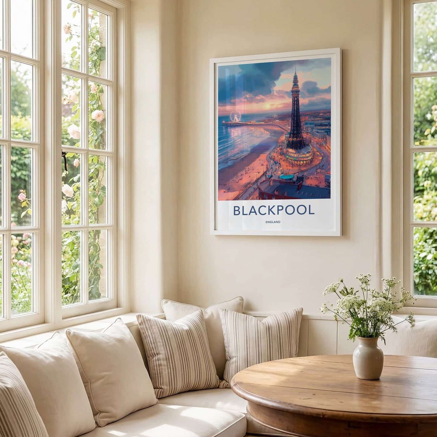 Blackpool Poster - England Travel Art - Pier Tower Sunset Home Decor