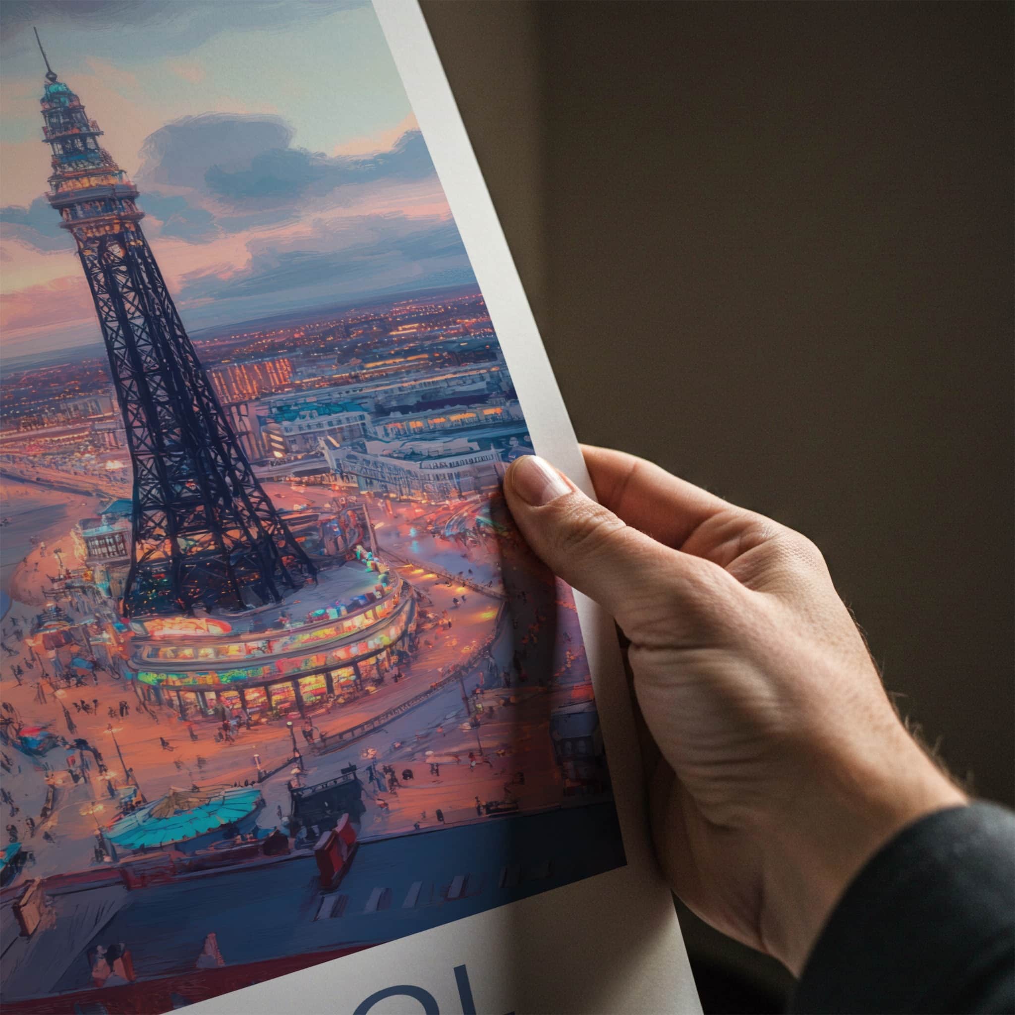 Blackpool Poster - England Travel Art - Pier Tower Sunset Home Decor