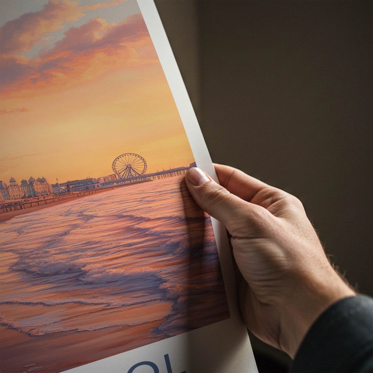 Blackpool Poster - England Travel Art - Sunset Coastal Scene Home Decor