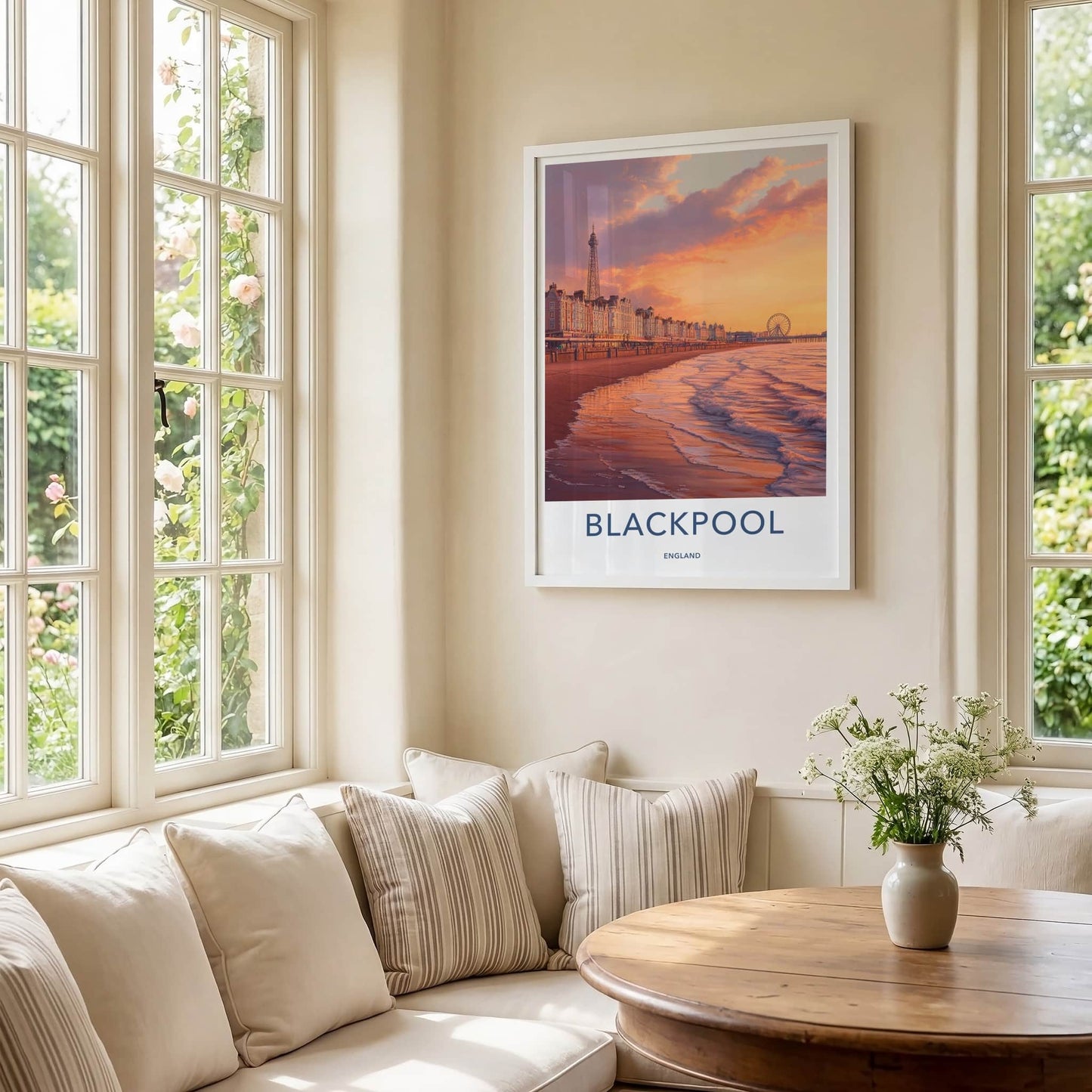 Blackpool Poster - England Travel Art - Sunset Coastal Scene Home Decor