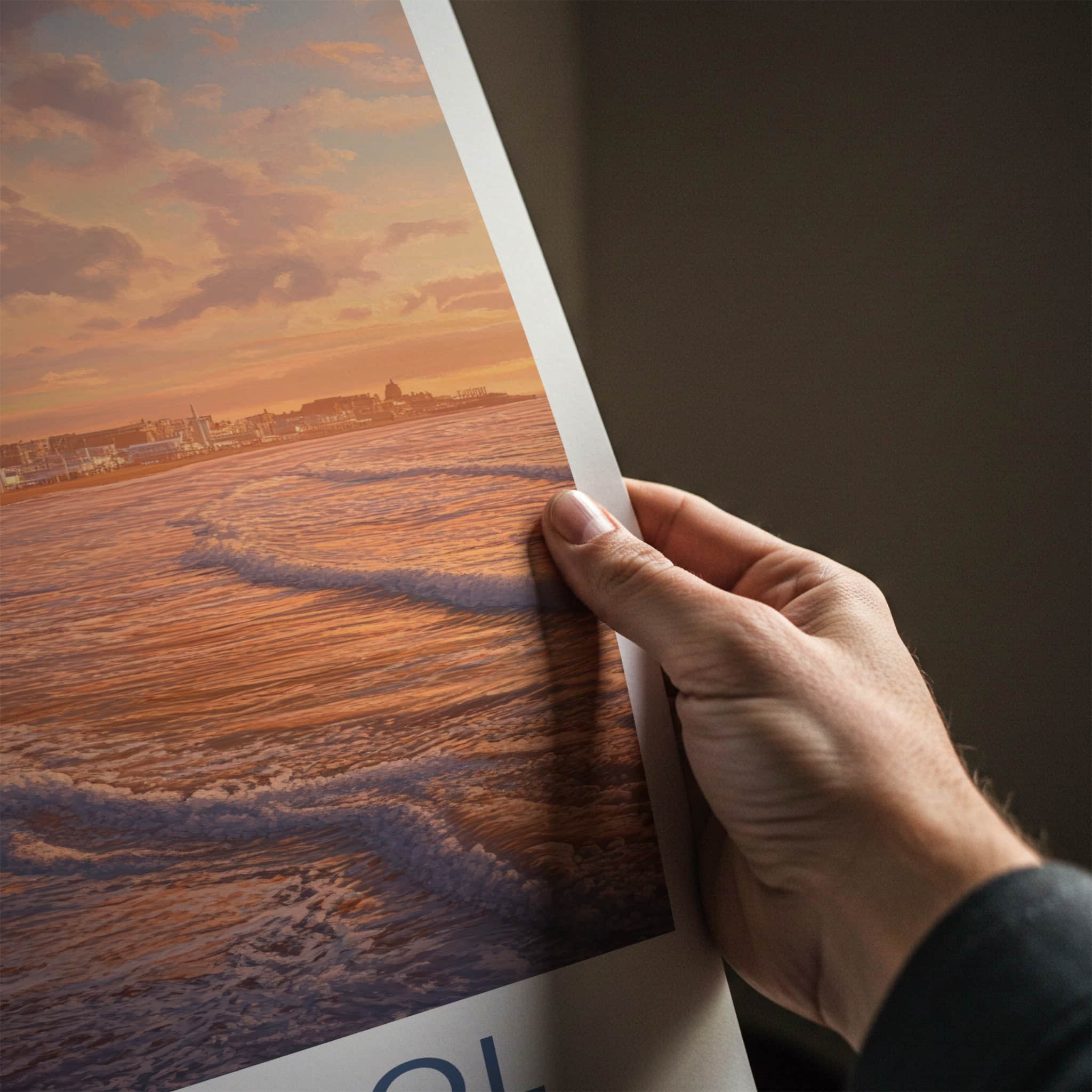 Blackpool Poster - England Travel Art - Sunset Coastal Waves Home Decor