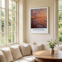 Blackpool Poster - England Travel Art - Sunset Coastal Waves Home Decor