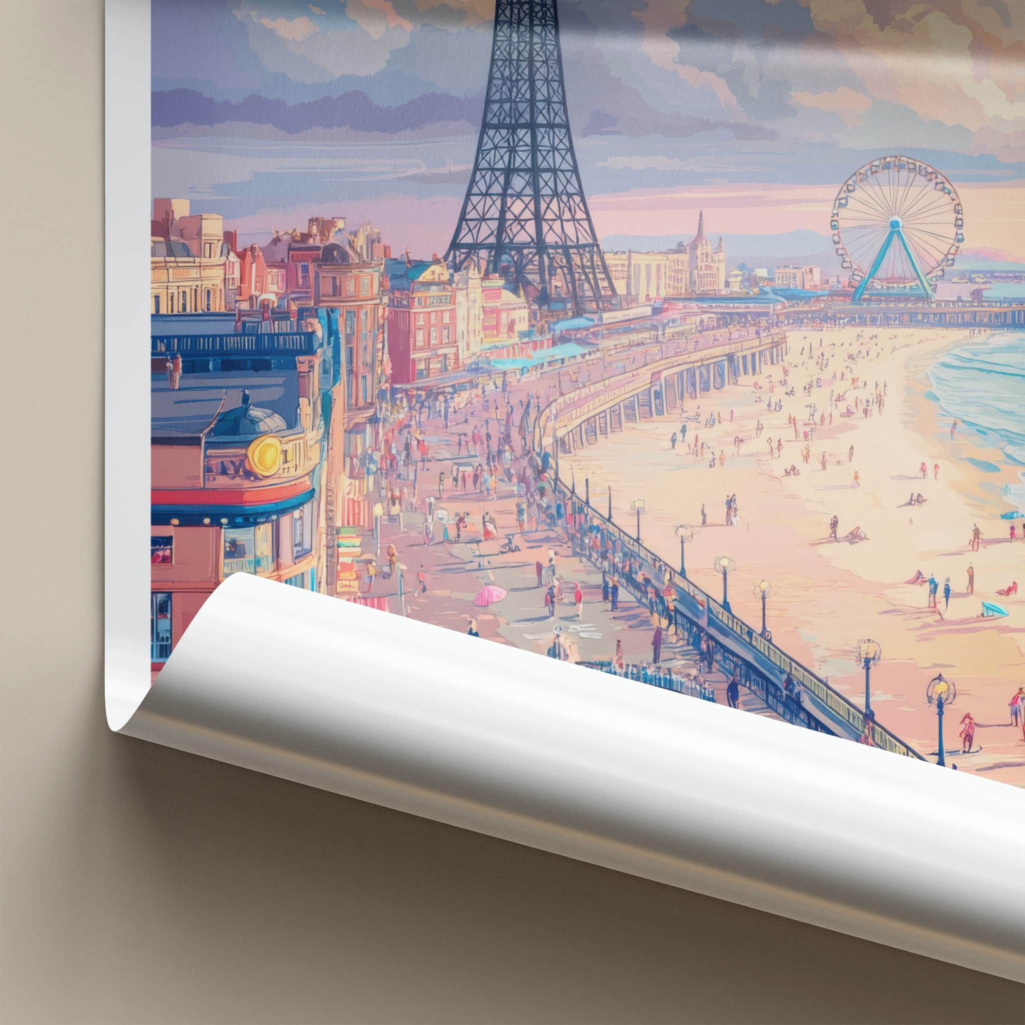 Blackpool Poster - England Travel Art - Tower Beach Promenade Home Decor