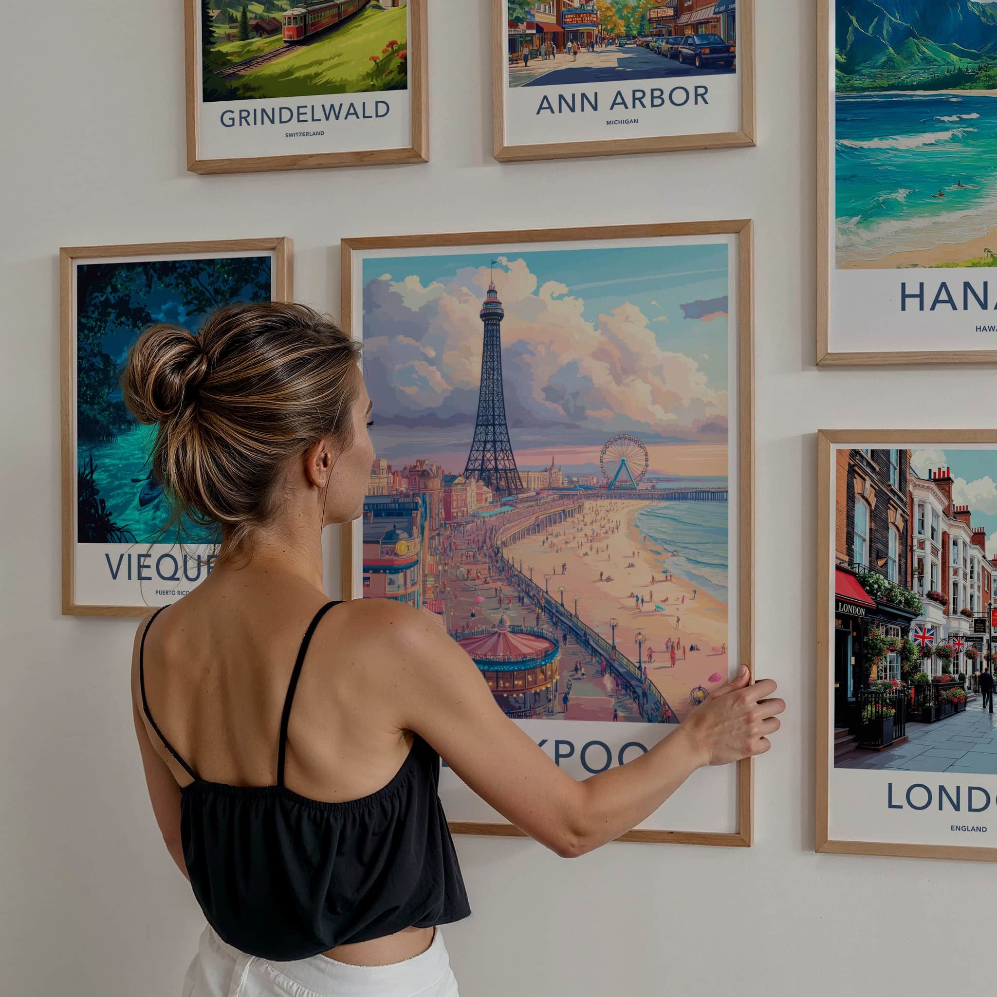 Blackpool Poster - England Travel Art - Tower Beach Promenade Home Decor