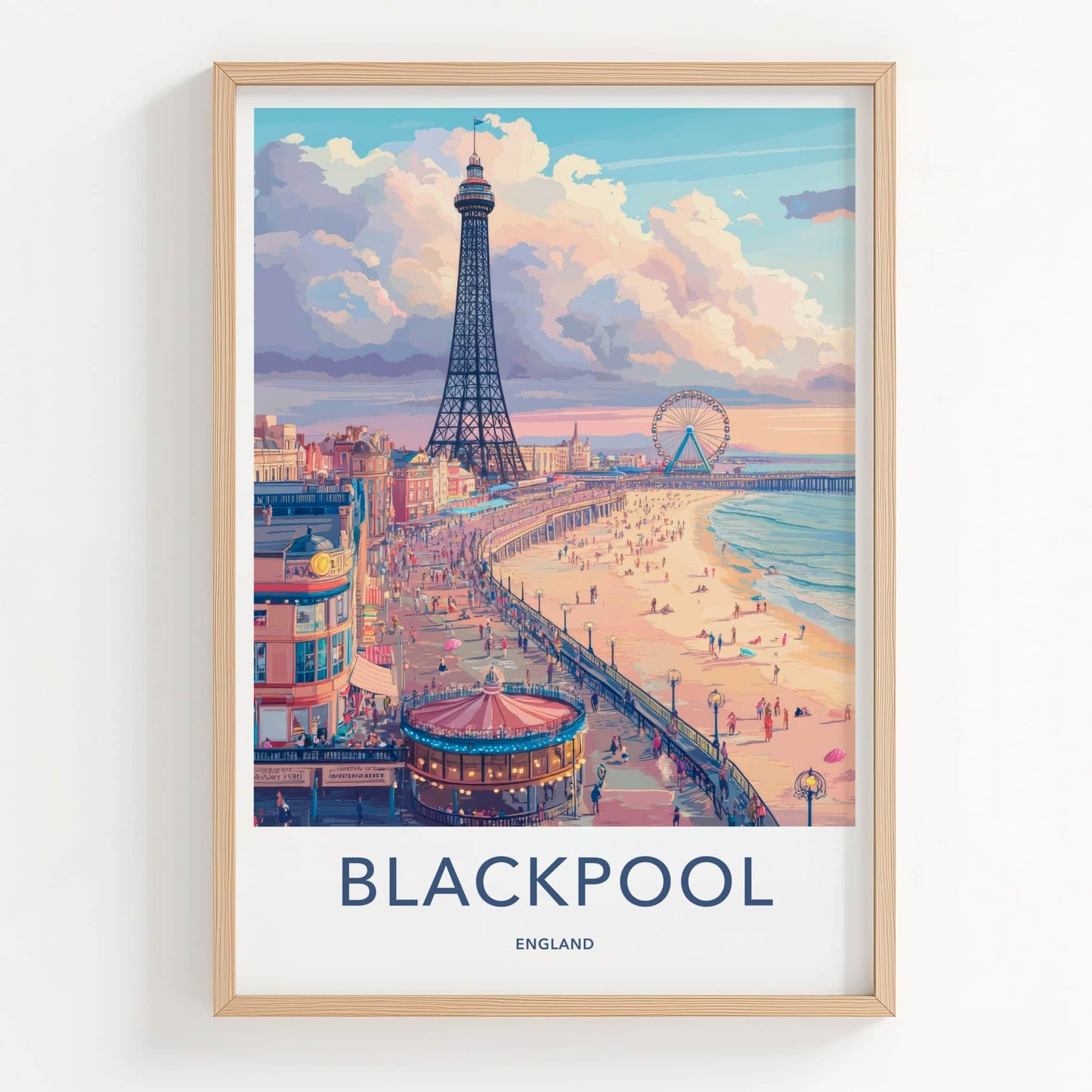 Blackpool Poster - England Travel Art - Tower Beach Promenade Home Decor