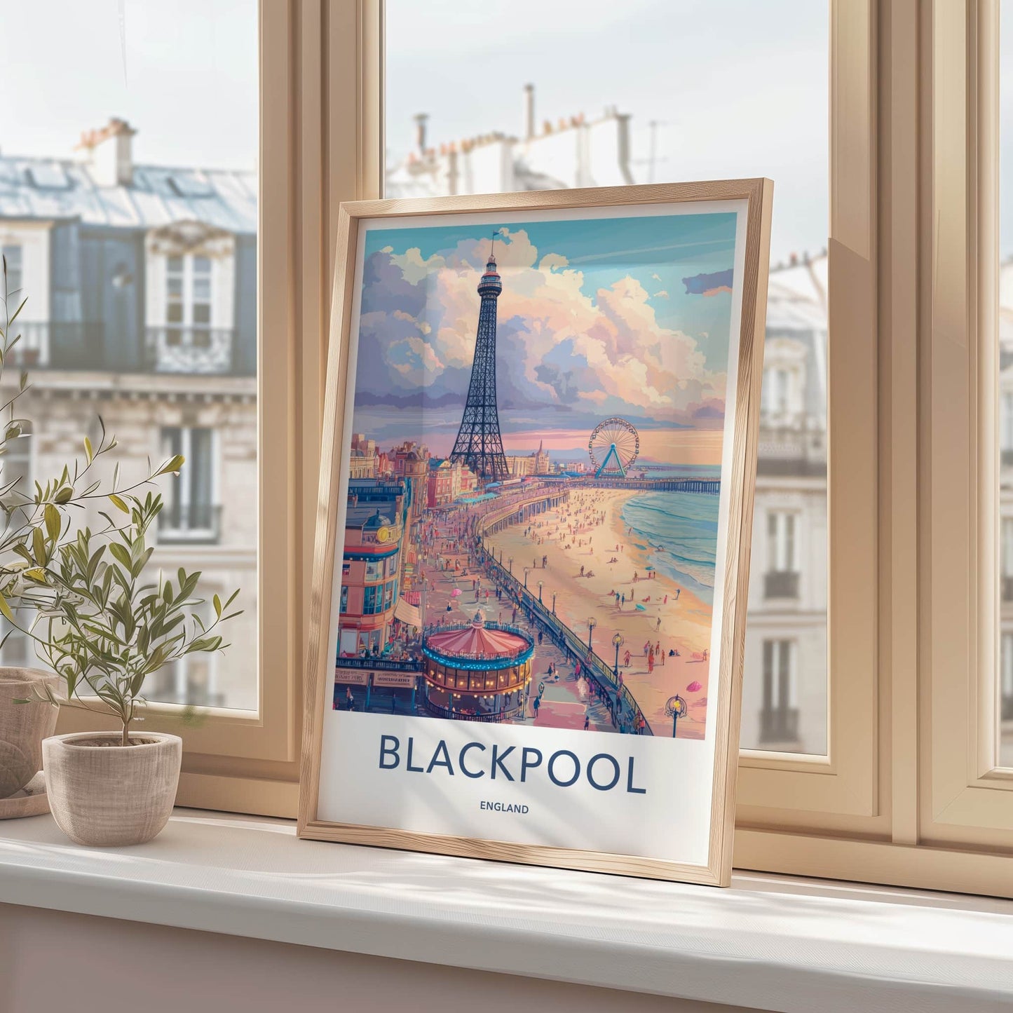 Blackpool Poster - England Travel Art - Tower Beach Promenade Home Decor
