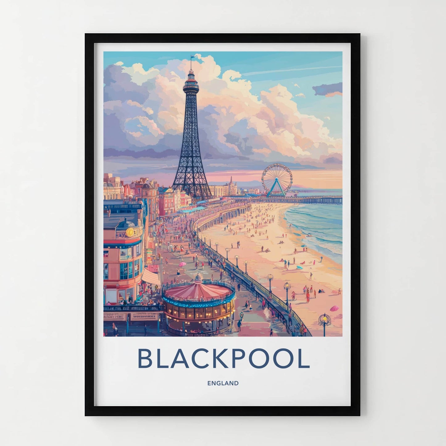 Blackpool Poster - England Travel Art - Tower Beach Promenade Home Decor
