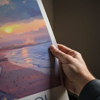 Blackpool Poster - England Travel Art - Tower Pier Sunset Wall Decor