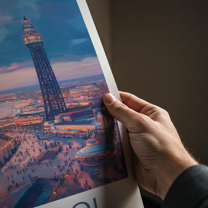 Blackpool Poster - England Travel Art - Vibrant Coastal Sunset Home Decor