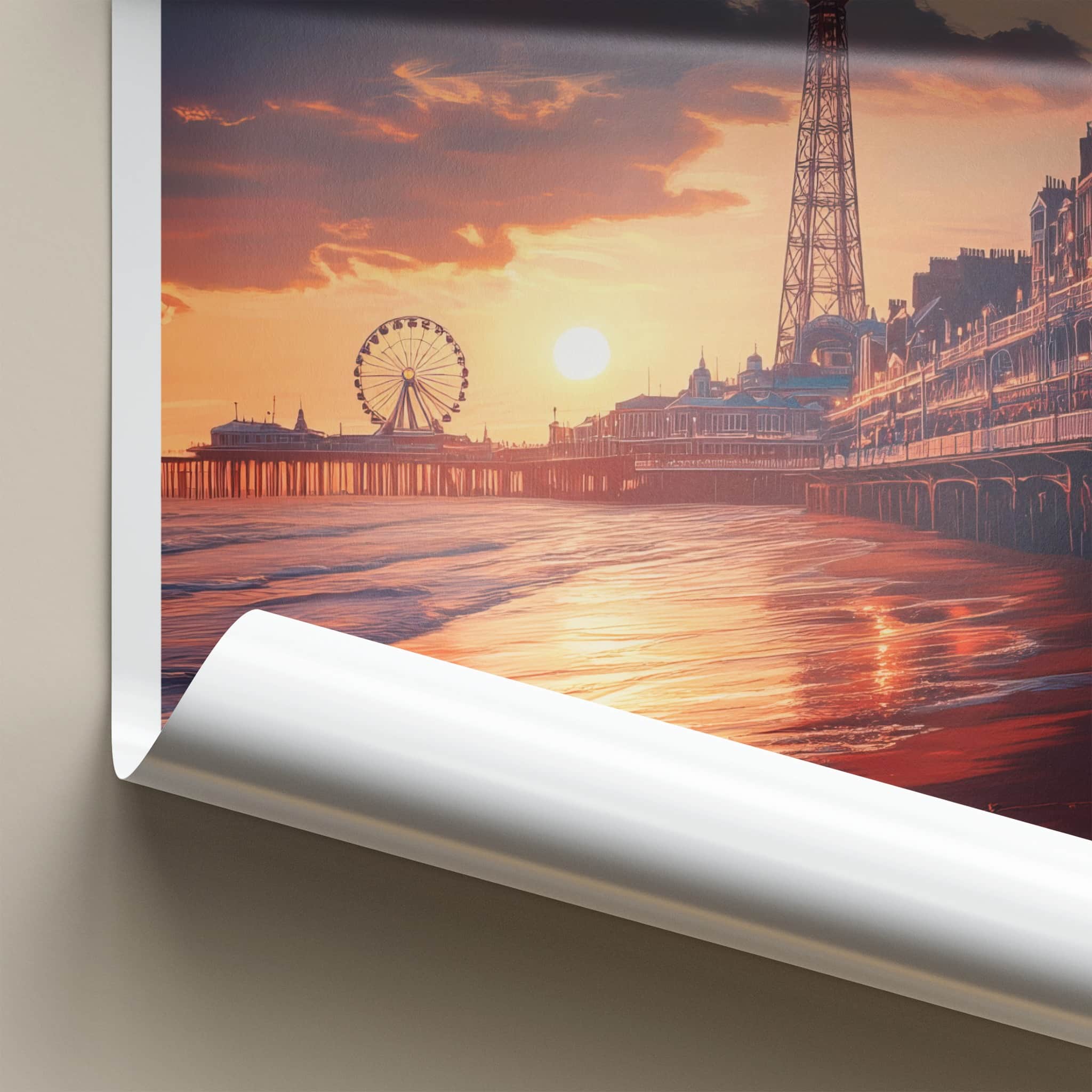 Blackpool Poster - England Travel Art - Vibrant Pier Sunset Wall Decor