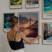 Blackpool Poster - England Travel Art - Vibrant Pier Sunset Wall Decor