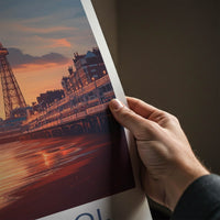 Blackpool Poster - England Travel Art - Vibrant Pier Sunset Wall Decor