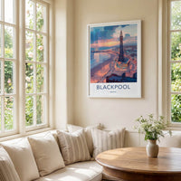 Blackpool Poster - England Wall Art - Sunset Beach Tower Home Decor