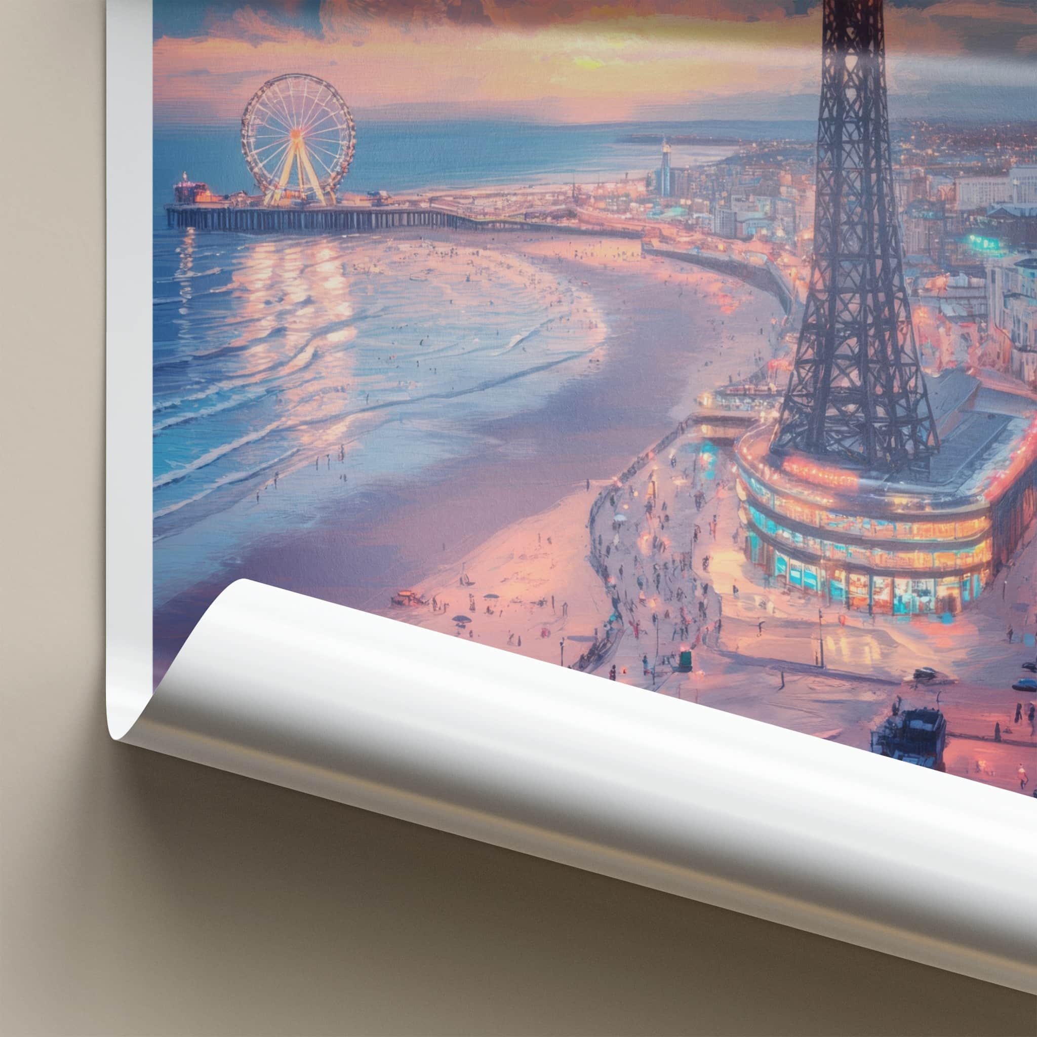 Blackpool Poster - England Wall Art - Sunset Beach Tower Home Decor