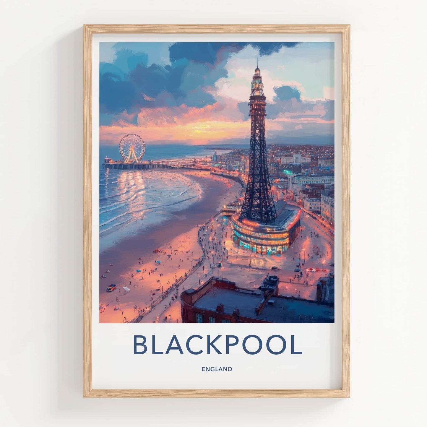 Blackpool Poster - England Wall Art - Sunset Beach Tower Home Decor