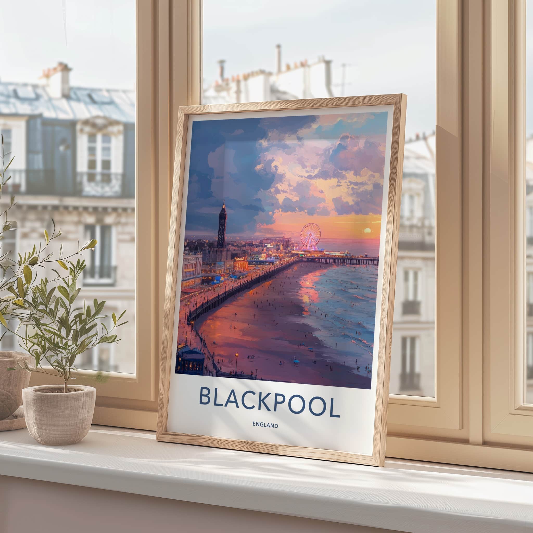 Blackpool Poster - England Wall Art - Vibrant Seaside Promenade Home Decor