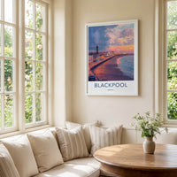 Blackpool Poster - England Wall Art - Vibrant Seaside Promenade Home Decor